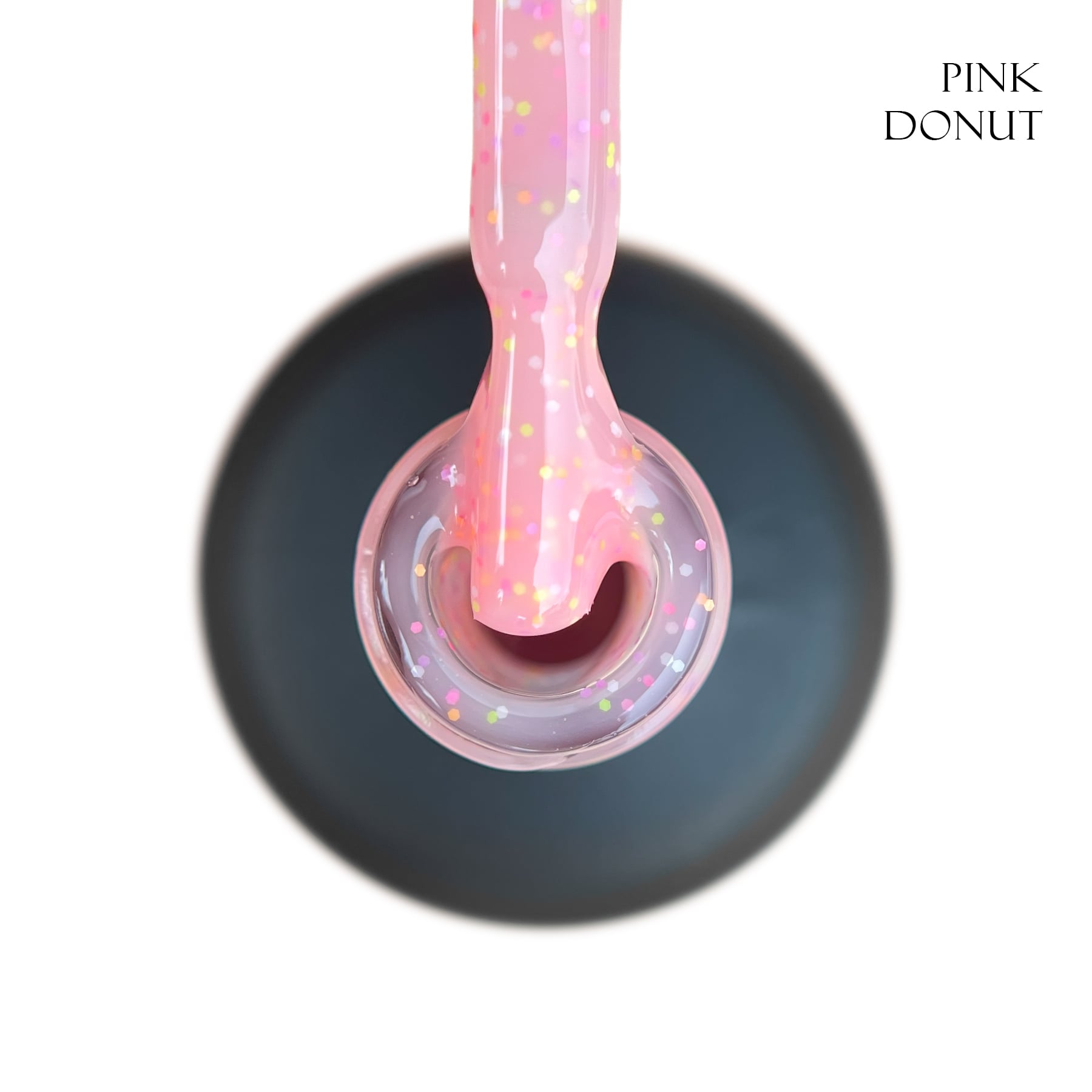 База для гель-лаку GLOSS Yogurt Base Pink Donut, 15 мл (персиково-рожевий з кольоровим конфетті)